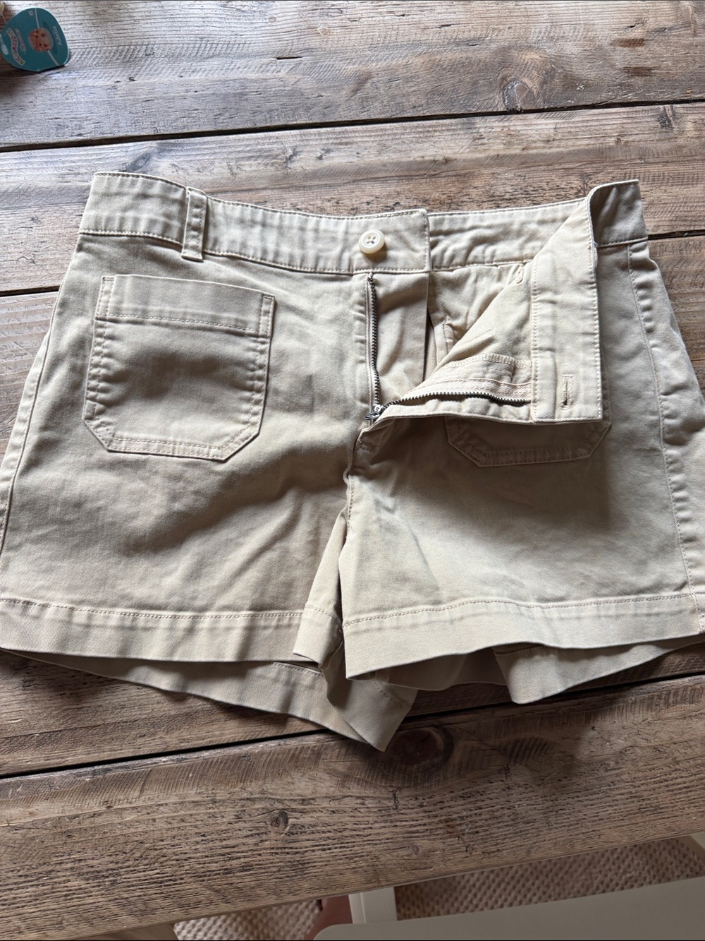 J. Crew Beige Cotton High Waisted Shorts - Picture 3 of 6